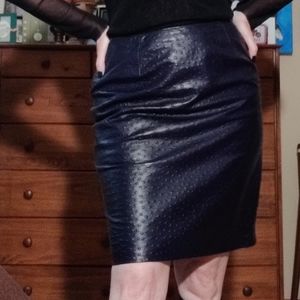 Blue leather skirt size 10,  21.5" Long